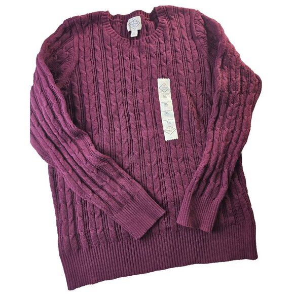 St John's Bay Women's NWT Sweater XL Purple Cotton Classic Cable Knit - Picture 3 of 10